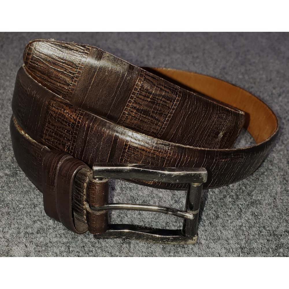 Tulliani Belt Mens 38 Brown Croco Italian Calfskin